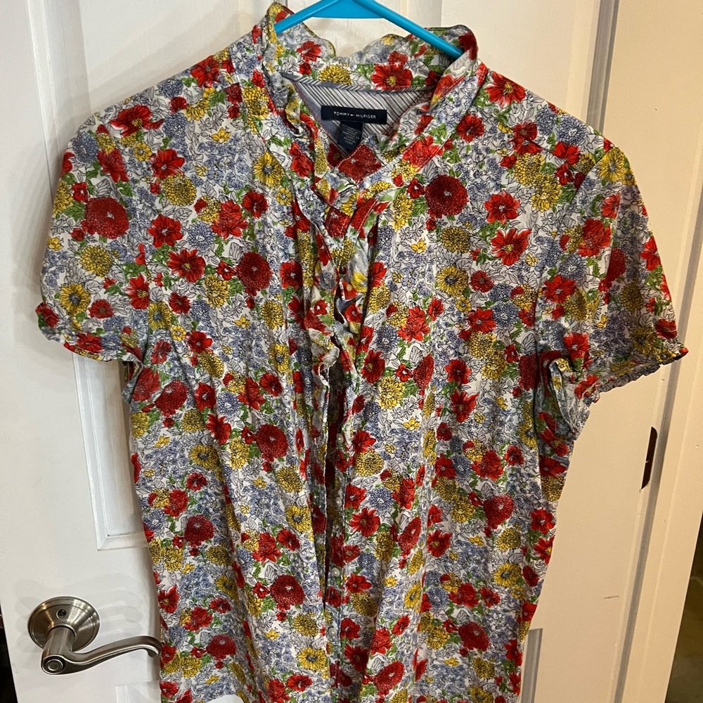 Tommy Hilfiger Red and Yellow Floral Shirt